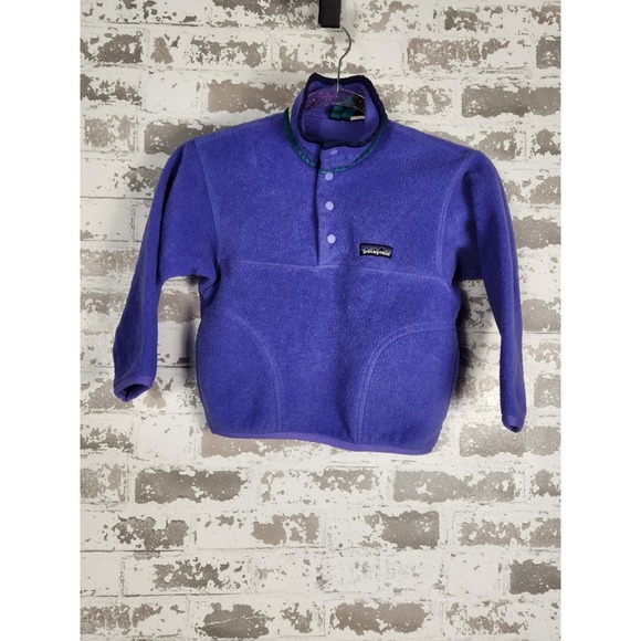 Patagonia Girls Synchilla Snap-T Pullover Size 6 Fleece Sweatshirt Vintage 90's - Picture 1 of 12